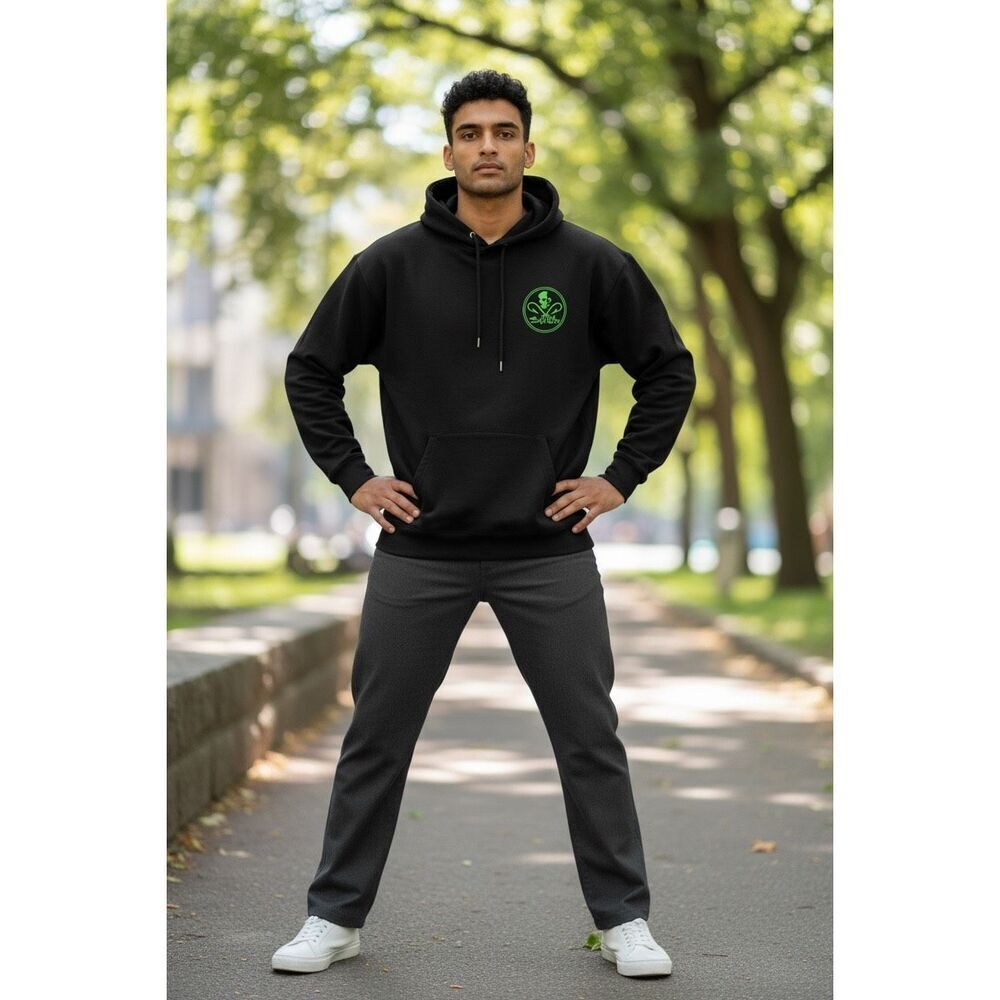 Salt Life Skull Hook Black Pullover Hoodie Size Large Neon Green Graphic